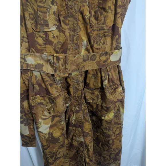 Anthropologie Moulinette Soeurs Brown Floral Rose Brassica Safari Dress Sz 0 J2 - Picture 2 of 5
